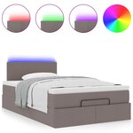 vidaXL Lit ottoman avec matelas et LED Taupe 120x190 cm tissu