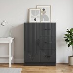 vidaXL Buffet avec tiroir Noir 66 x 34 5 x 87 cm Bois d'ingénierie