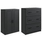 vidaXL Ensemble de Meubles 2 Pièces Noir 66 x 34 5 x 87 cm