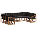 vidaXL Ensemble de canapés d'extérieur 9 pc Naturel et Noir