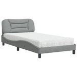 vidaXL Lit avec matelas gris clair 100x200 cm tissu