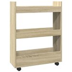 vidaXL Chariot de rangement étroit 3 niveaux chêne sonoma