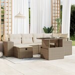 vidaXL Salon de jardin avec coussins 7 Pièces beige résine tressée