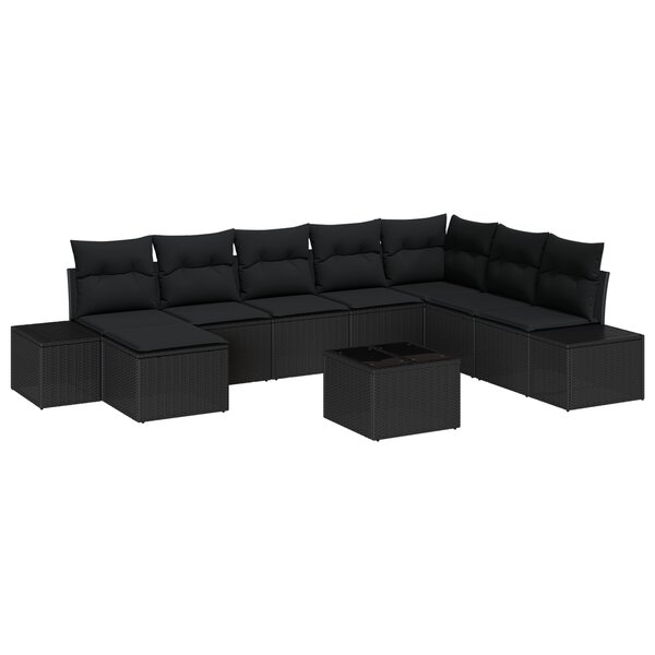 vidaXL Ensemble de canapés de jardin de 9 pièces en polyrotin beige