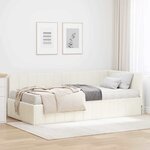 vidaXL Cadre de lit d'angle avec matelas 2 Pièces Crème Velours