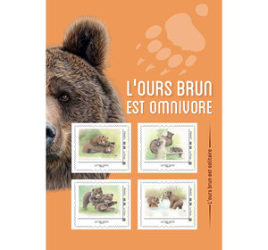 Collector 4 timbres - Ours bruns - Lettre Verte