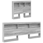 vidaXL Lit bibliothèque Gris Sonoma 75x190 cm Bois d'ingénierie