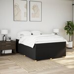 vidaXL Sommier à lattes de lit avec matelas Noir 140x190 cm Tissu