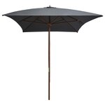 vidaXL Parasol d'extérieur avec mât en bois 200 x 300 cm Anthracite