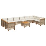 vidaXL Salon de jardin 11 Pièces avec coussins beige résine tressée