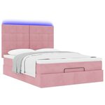 VidaXL Cadre de lit ottoman avec matelas rose 140x200 cm velours