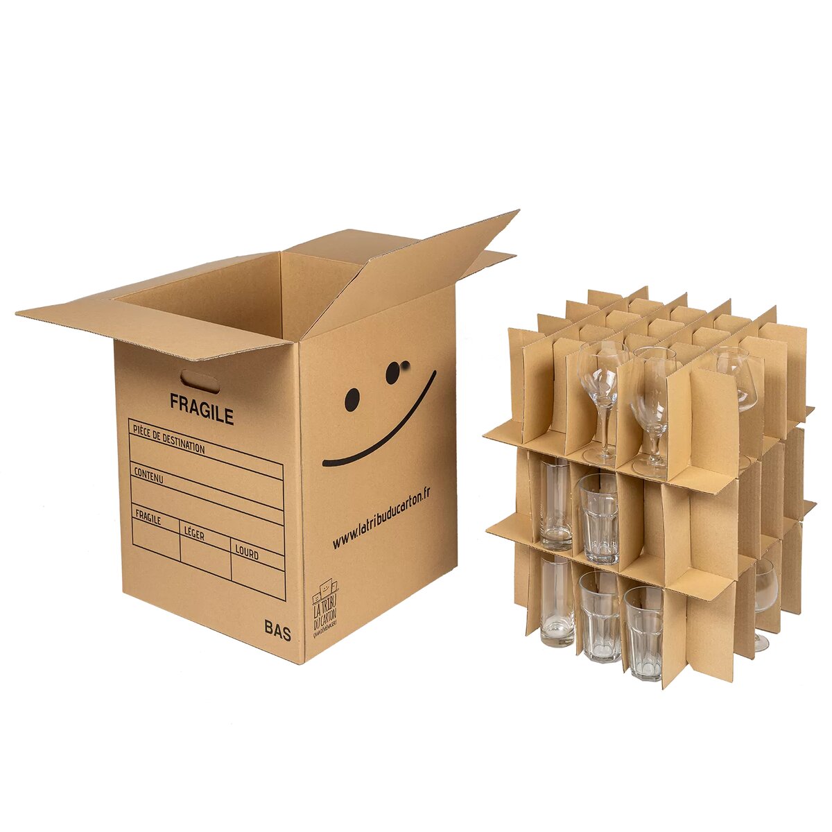 12 Séparateurs En Carton Pour Cartons De Déménagement - Assemblables En Grille, Protection Vaisselle Et Verres