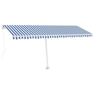 vidaXL Auvent manuel rétractable avec LED 500x350 cm Bleu et blanc