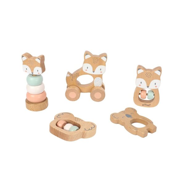 Coffret 5 en 1 de jouets en bois- Animaux