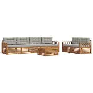 vidaXL Ensemble de canapés d'extérieur 7 pc Gris Naturel et Clair