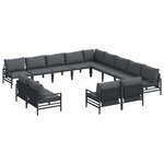 vidaXL Ensemble de canapé de jardin 13 pc Noir Acier