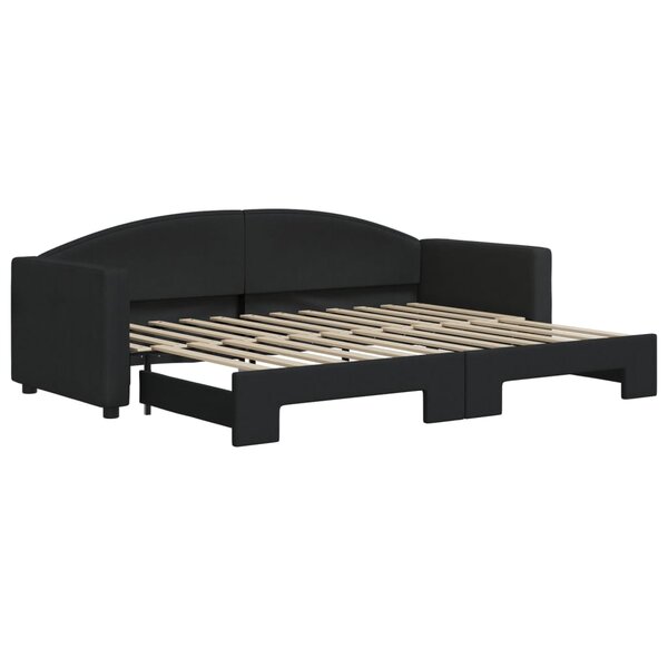 vidaXL Lit de jour avec lit gigogne noir 80x200 cm tissu