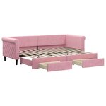 vidaXL Lit de jour avec gigogne et tiroirs sans matelas rose 80x200 cm