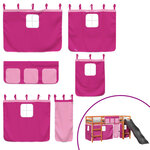 vidaXL Lit mezzanine enfants et rideaux rose 80x200cm bois pin massif