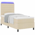vidaXL Lit à ressorts avec matelas avec LED Crème 80 x 200 cm tissu