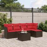 vidaXL Salon de jardin 6 Pièces avec coussins marron résine tressée