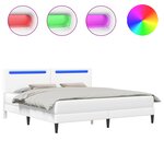 vidaXL Cadre de lit avec bandes LED Blanc 180 x 200 cm Simili cuir