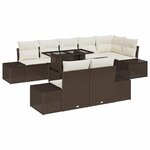 vidaXL Ensemble de canapé de jardin 9 Pièces Marron Poly rotin