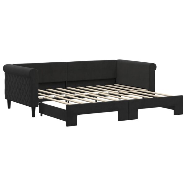 vidaXL Lit de jour avec lit gigogne noir 90x190 cm velours
