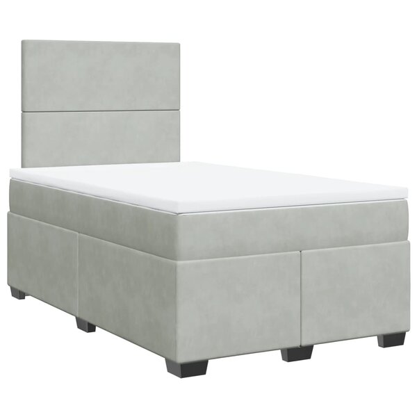 vidaXL Sommier à lattes de lit et matelas Gris clair 120x200cm Velours