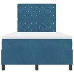 Lit Box Spring vidaXL avec Matelas et LED Bleu Foncé 120x200 cm Velours