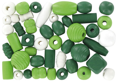 Perles en bois 0 5 à 2 cm Assortiment vert 110 pièces