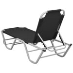 vidaXL Chaise longue aluminium et textilène noir