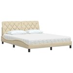 vidaXL Lit avec matelas crème 160x200 cm tissu