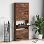 vidaXL Armoire à chaussures Chêne fumé 59x17x150 cm Bois d'ingénierie