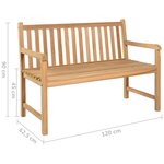 vidaXL Banc de jardin avec coussin bleu 120 cm Bois de teck