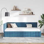 vidaXL Cadre de lit d'angle avec tête de lit Bleu 90 x 200 cm Velours