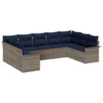 vidaXL Ensemble de canapé de jardin 9 Pièces Gris clair Poly rotin