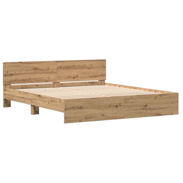 vidaXL Cadre de Lit avec Tête en Chêne – 180 x 200 cm  en bois reconstitué.