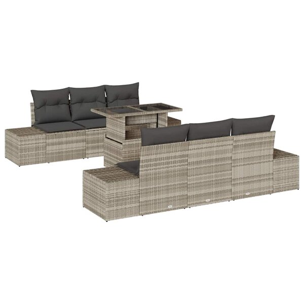 vidaXL Ensemble de canapé de jardin 7 Pièces Beige Gris 100 x 55 x 73 cm