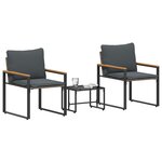 vidaXL Ensembles de meubles 3 Pièces Gris et Gris foncé Rotin