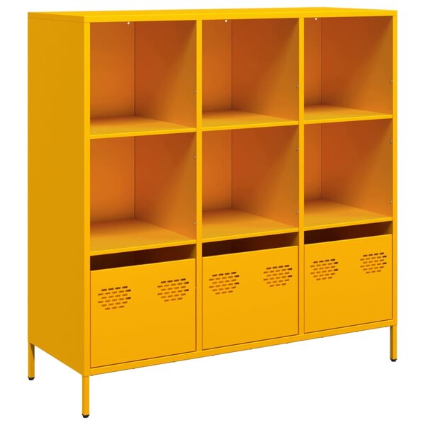 vidaXL Buffet haut jaune moutarde 101 5x39x103 5 cm acier