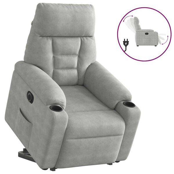vidaXL Fauteuil inclinable électrique gris clair tissu microfibre