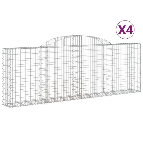 vidaXL Paniers à gabions arqués 4 Pièces 300x30x100/120 cm fer galvanisé