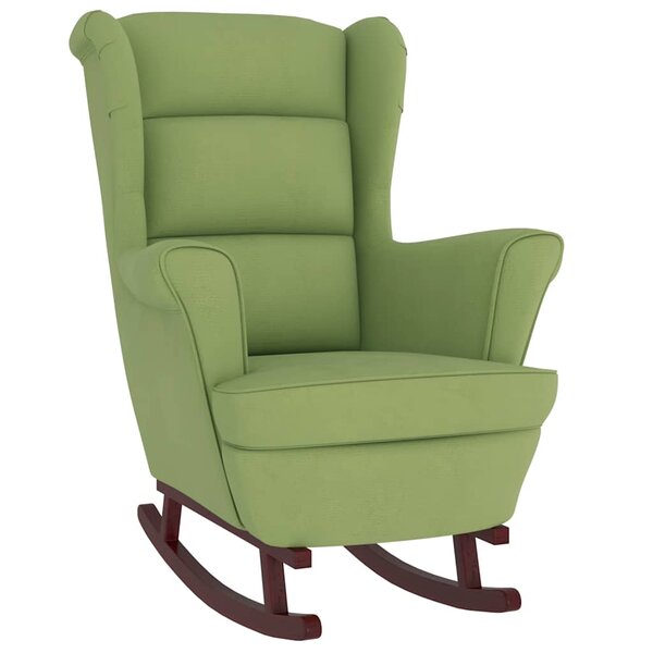 vidaXL Fauteuil à bascule à oreilles en velours vert clair bois massif