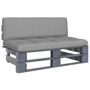 vidaXL Canapé central palette de jardin Gris Bois de pin imprégné