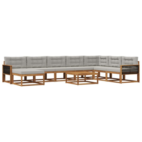 vidaXL Ensemble de canapés d'extérieur 9 Pièces Naturel et gris clair