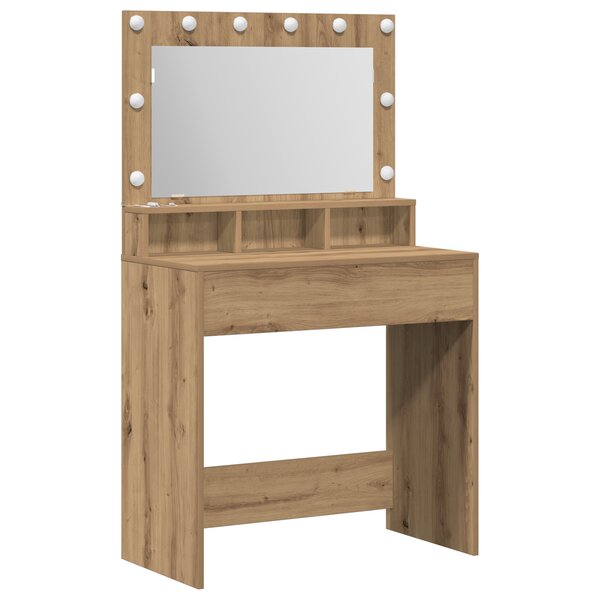 Coiffeuse vidaXL avec lumières LED en chêne artisanal 79x41x135 cm