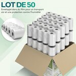 ACROPAQ 50 Rouleaux de Caisse 57x 40x8mm- Thermique 19 7m- Terminaux de paiement- 50 Bobines TPE- Sans BPA- Dimension Universelle