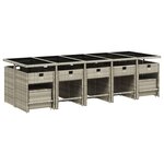 vidaXL Ensemble à manger de jardin et coussins 15 Pièces gris clair rotin