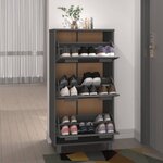 vidaXL Armoire à chaussures HAMAR Gris foncé 59 5x35x117 cm Pin massif